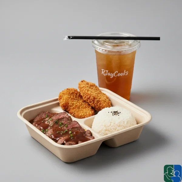 Pork-Steak-Chicken-Cutlets-with-Rice-and-Drinks